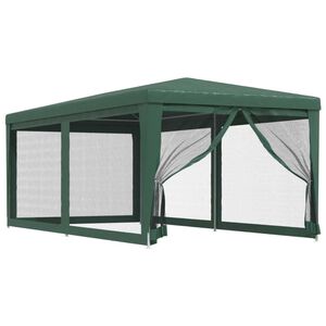 vidaXL خيمة حفلات ذات 6 جدران جانبية شبكية لون أخضر 3&times;6 م HDPE