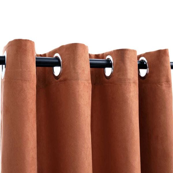 vidaXL ستائر بلاك اوت بحلقات معدنية 2 ق صدئي 140&times;175 سم