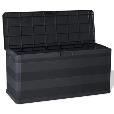 vidaXL صندوق تخزين للحديقة أسود 117×45×56 سم