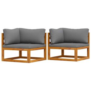 vidaXL أرائك ركنية مقطعية 2 ق مع وسائد رمادي داكن