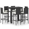 vidaXL 7 Piece Garden Bar Set with Cushions Poly Rattan Black (45874+316668+316670) (UK/IE/FI/NO only) - Untranslated