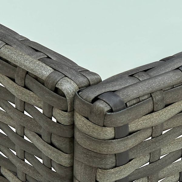 vidaXL طقم كنب حديقة 4 قطع مع وسائد بولي روطان رمادي