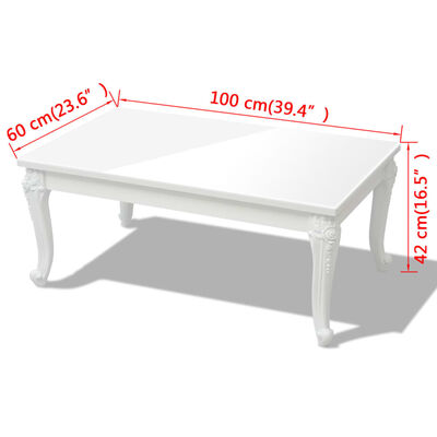 vidaXL طاولة قهوة 42x60x100 سم أبيض لامع