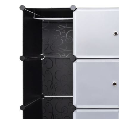 vidaXL خزانة مقسمة vidaXL 18 قسم لون أسود وأبيض 37×146×180.5 سم