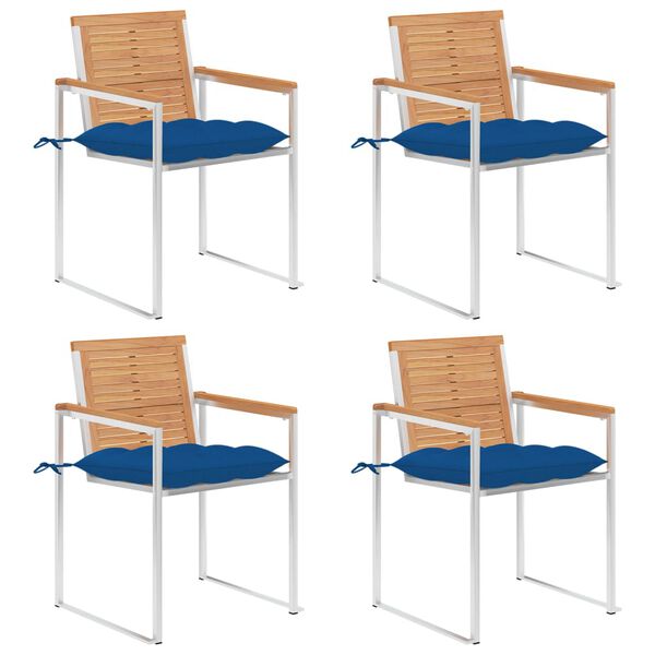 vidaXL كراسي حديقة 4 قطع مع وسائد خشب ساج صلب