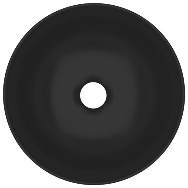 vidaXL مغسلة حمام سيراميك أسود غير لامع مستديرة