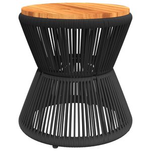 vidaXL طاولة قهوة مع قاعدة سلكية لون أسود قطر 44x45 سم خشب أكاسيا صلب