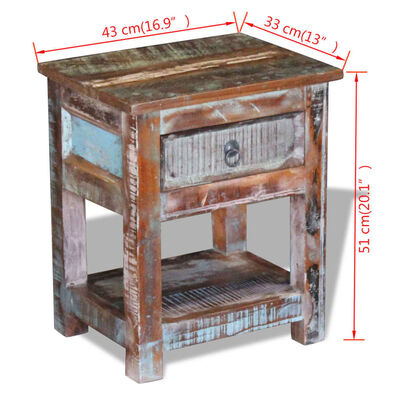 vidaXL طاولة جانبية 1 درج خشب مستصلح صلب 43x33x51 سم