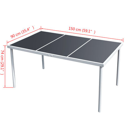 vidaXL طاولة حديقة 150×90×74 سم فولاذ أسود