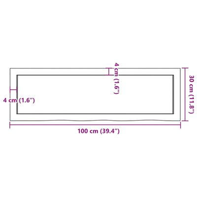 vidaXL رف حائط لون بني فاتح 100*30*(2-4) سم خشب بلوط صلب معالج