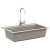 vidaXL حوض مطبخ جرانيت حوض فردي رمادي