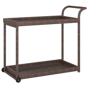 vidaXL عربة بار مع درج بني 100&times;45&times;83 سم بولي روطان