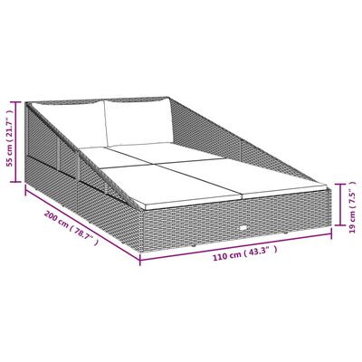 vidaXL سرير حديقة بني 110×200 سم بولي روطان