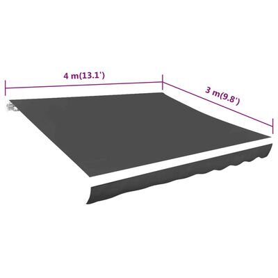 vidaXL سقف مظلة شمسية قماش أنثراسيت400×300 سم