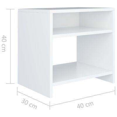 vidaXL خزانة جانب السرير أبيض 40×30×40 سم خشب حبيبي