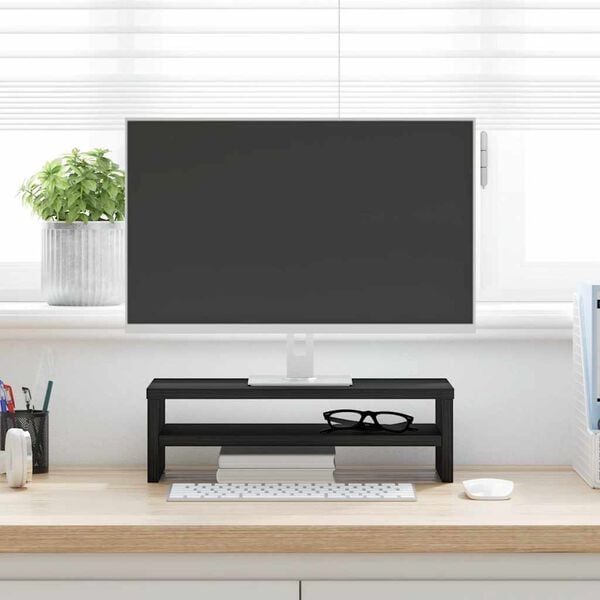 vidaXL حامل شاشة من خشب البلوط الأسود، 42&times;24&times;13 سم، مصنوع من الخشب المصنّع