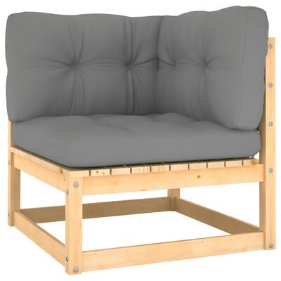 vidaXL أريكة حديقة 3-مقاعد مع وسائد خشب صنوبر صلب (805720+805730)