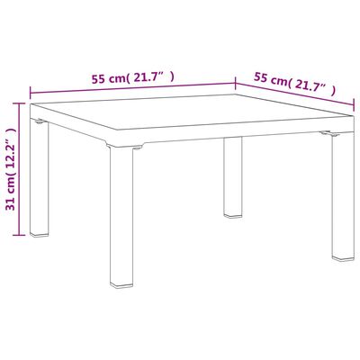 vidaXL طاولة قهوة حديقة رمادي 55×55×31 سم DPC وفولاذ