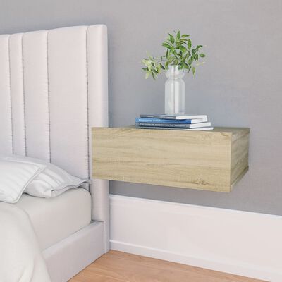 vidaXL منضدة سرير عائمة 2 ق سونوما اوك 40×30×15 سم خشب مضغوط