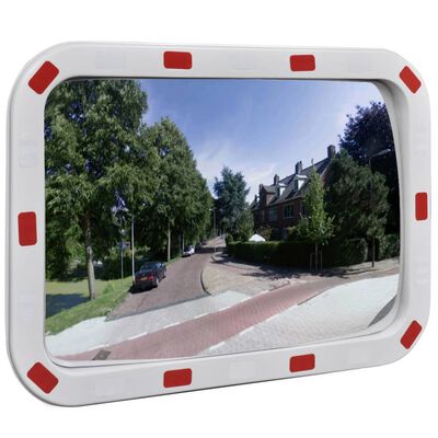 مرآة مرور محدبة مستطيلة 40 × 60 سم مع عاكسات ضوئية