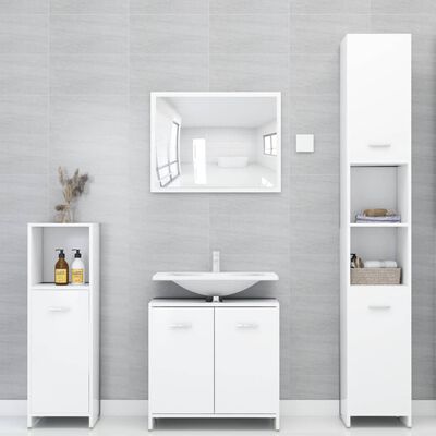 vidaXL خزانة حمام لون أبيض 30×30×95 سم خشب صناعي