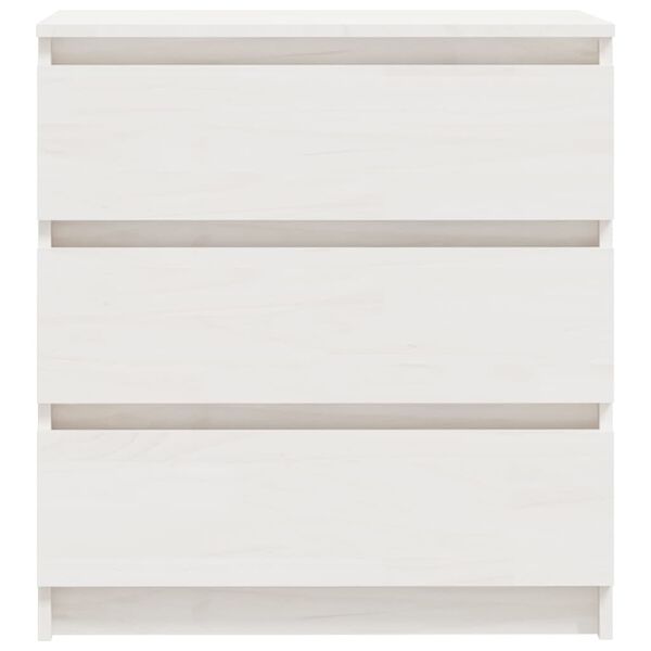 vidaXL خزانة جانب السرير لون أبيض 60×36×64 سم خشب صنوبر صلب