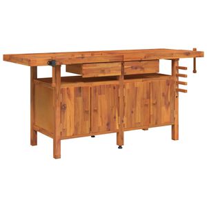 vidaXL طاولة عمل مع أدراج وملازم 83x62x192 سم خشب أكاسيا صلب