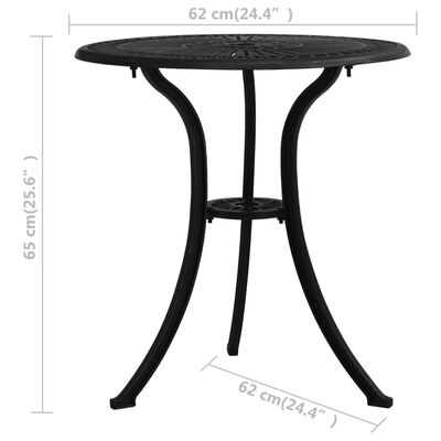 vidaXL طاولة حديقة أسود 62×62×65 سم ألومنيوم مصبوب
