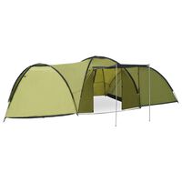 vidaXL خيمة تخييم كوخية 650×240×190 سم 8 أشخاص لون أخضر