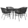 vidaXL 5 Piece Garden Dining Set with Cushions Black Poly Rattan Glass - Untranslated