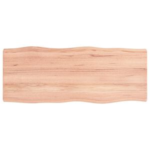 vidaXL سطح طاولة لون بني فاتح 100*40*(2-4) سم خشب صلب معالج وحواف خام
