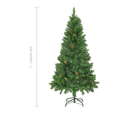 vidaXL شجرة كريسماس صناعية مع أكواز صنوبر أخضر 150 سم