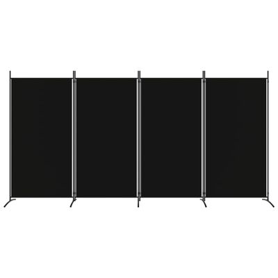 vidaXL مقسم غرفة 4-ألواح أسود 346×180 سم قماش