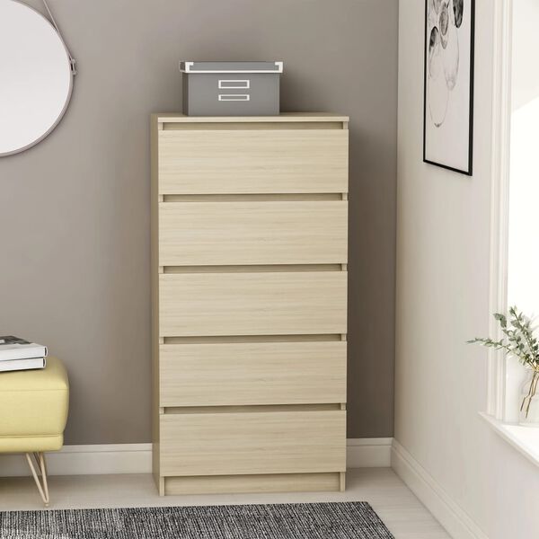 vidaXL خزانة درج جانبية سونوما أوك 60&times;35&times;121 سم خشب صناعي