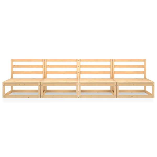 vidaXL أريكة حديقة 4-مقاعد خشب صنوبر صلب