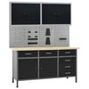 3053435 vidaXL Workbench with Four Wall Panels and Two Cabinets (145348+145352+2x145365) - Untranslated