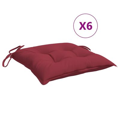 vidaXL وسائد كرسي 6 ق أحمر خمري 50×50×7 سم قماش