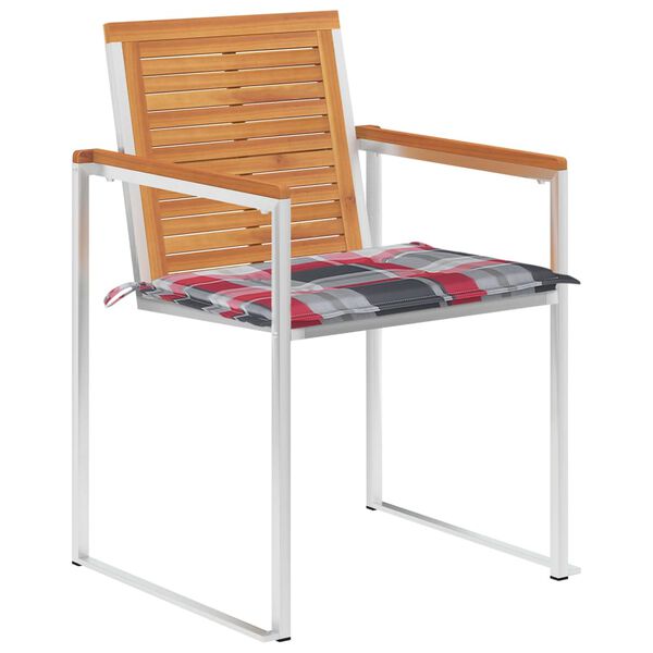 vidaXL كراسي حديقة 4 قطع مع وسائد خشب أكاسيا صلب