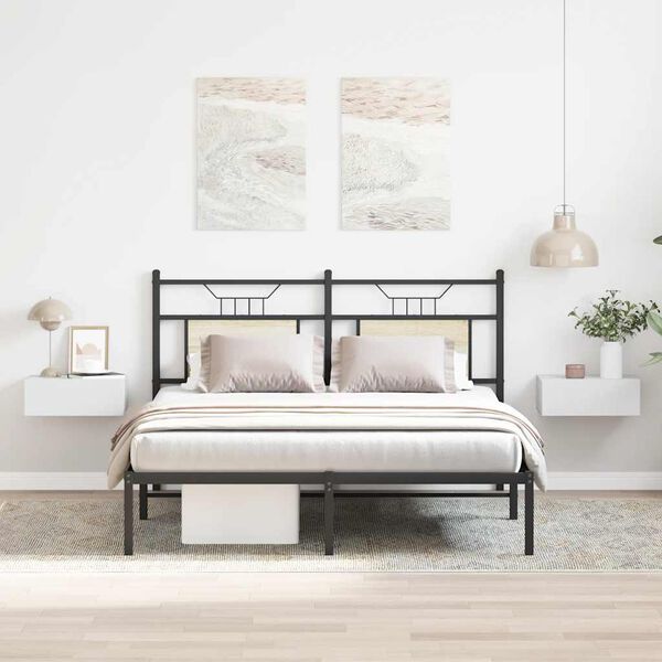 vidaXL منضدات سرير عائمة 2 ق لون أبيض 40×30×15 سم خشب صناعي