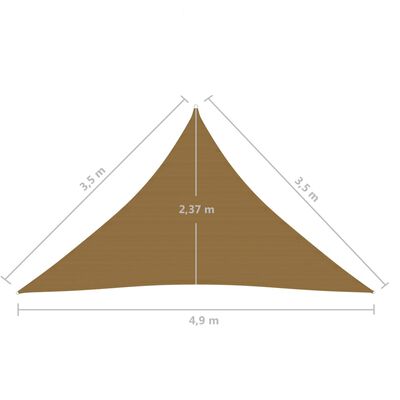 vidaXL مظلة شراعية 160 جم/م² رمادى بنى 3.5×3.5×4.9 م HDPE