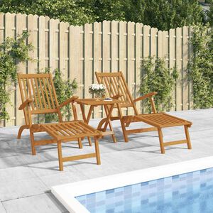 كراسي استرخاء vidaXL Outdoor مع مسندين للقدمين 2ق خشب أكاسيا صلب
