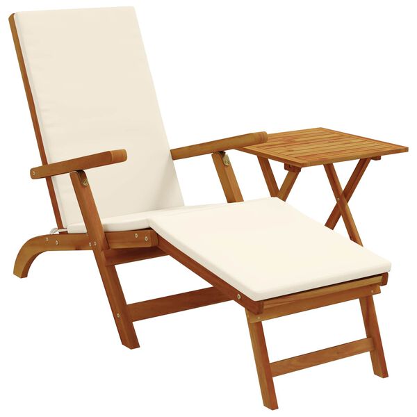 كراسي استرخاء vidaXL Outdoor مع مسند للقدمين وطاولة خشب سنط صلب