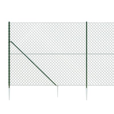 vidaXL سياج شبكي مع مسامير تثبيت لون أخضر 0.8×25 م