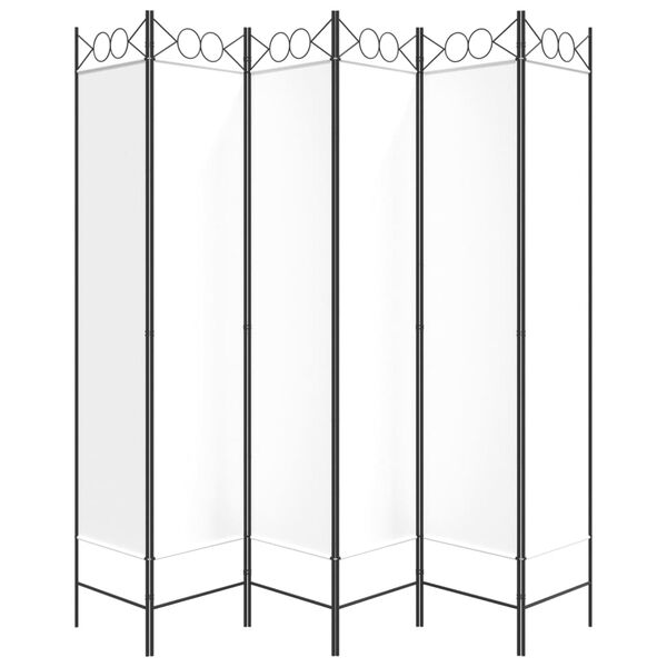 vidaXL مقسم غرفة 6-ألواح أبيض 240×200 سم قماش