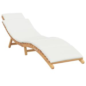 vidaXL sunlounger حديقة مع وسادة بني 198 x 55 x 58.5 سم خشب تيك صلب