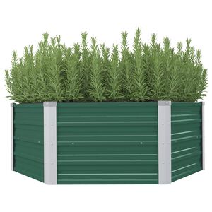 vidaXL حوض حديقة مرتفع 129&times;129&times;46 سم فولاذ مجلفن أخضر