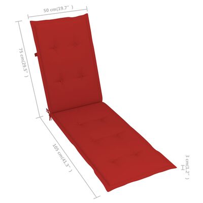 vidaXL كرسي استرخاء خارجية مع مسند للقدمين ووسادة خشب أكاسيا صلب