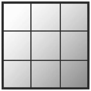 vidaXL مرآة حائط سوداء 60 &times; 60 سم معدنية