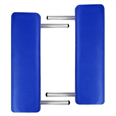 vidaXL طاولة مساج زرقاء قابلة للطي 3 أقسام بإطار ألومنيوم