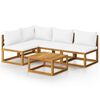 3057657 vidaXL 5 Piece Garden Lounge Set with Cushion Cream Solid Acacia Wood (311857+311859+311863) - Untranslated